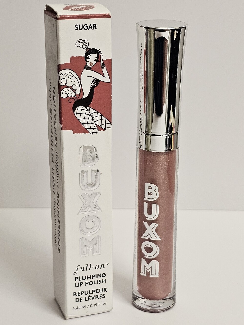 Buxom Full-On Plumping Lip Polish Sugar pink nude shimmer makeup beauty NEW NIB